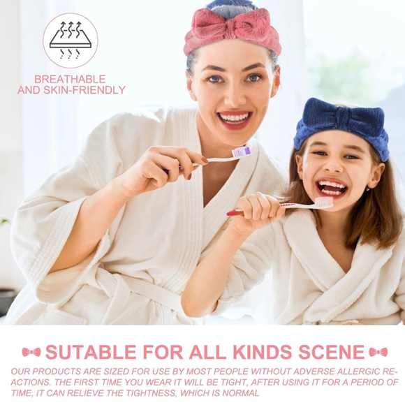 Spa Headband – 3 Pack Makeup Headband/for Washing Face (White, Pink, Blue) - Picture 4 of 6